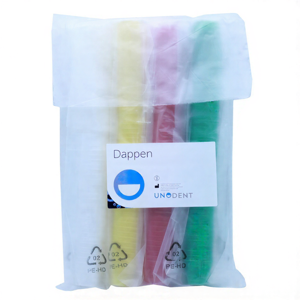 UnoDent Disposable Dappen Pots Assorted Colours Pack of 200
