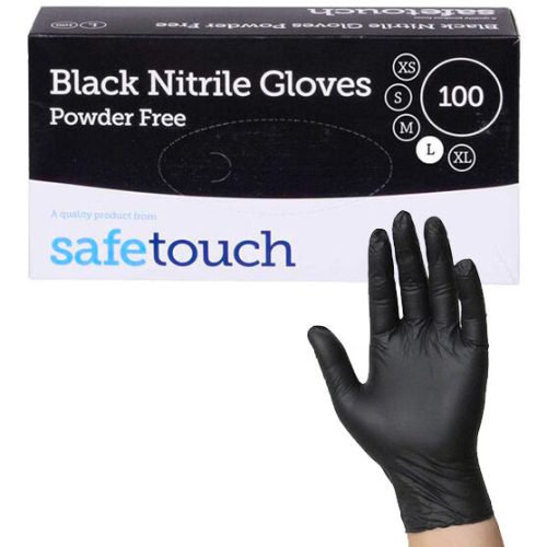 SafeTouch Black Nitrile Powder Free Gloves Pack of 100