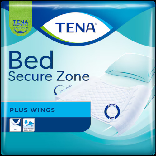 TENA Bed Secure Zone Plus Wings Incontinence Bed Pads 180 x 80 cm Pack of 20
