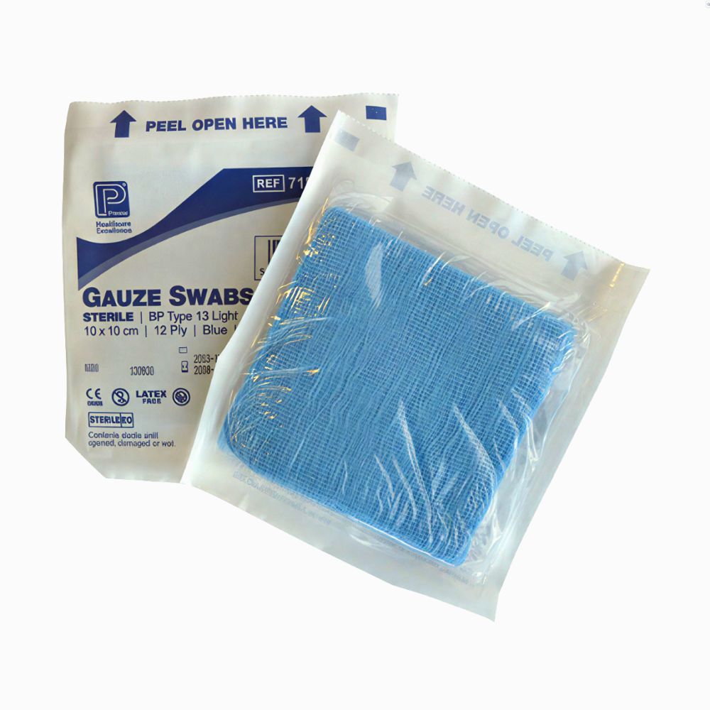Premier Sterile Gauze 12 Ply Blue Swabs 10 × 10 cm Pack of 25