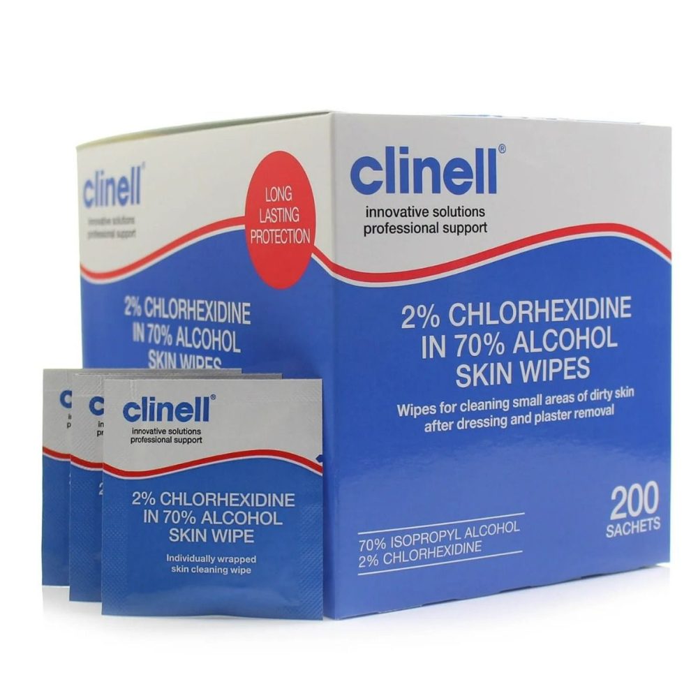 Clinell 2 % Chlorhexidine in 70 % Alcohol Skin Wipes Pack of 200