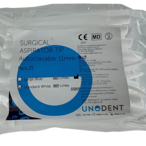 Surgical Aspirator Tips 11mm, White 1/8" Diameter (Pack of 25)