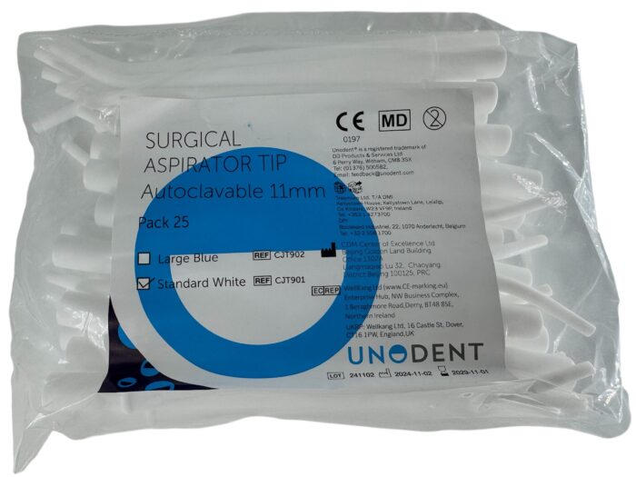 Surgical Aspirator Tips 11mm, White 1/8" Diameter (Pack of 25)
