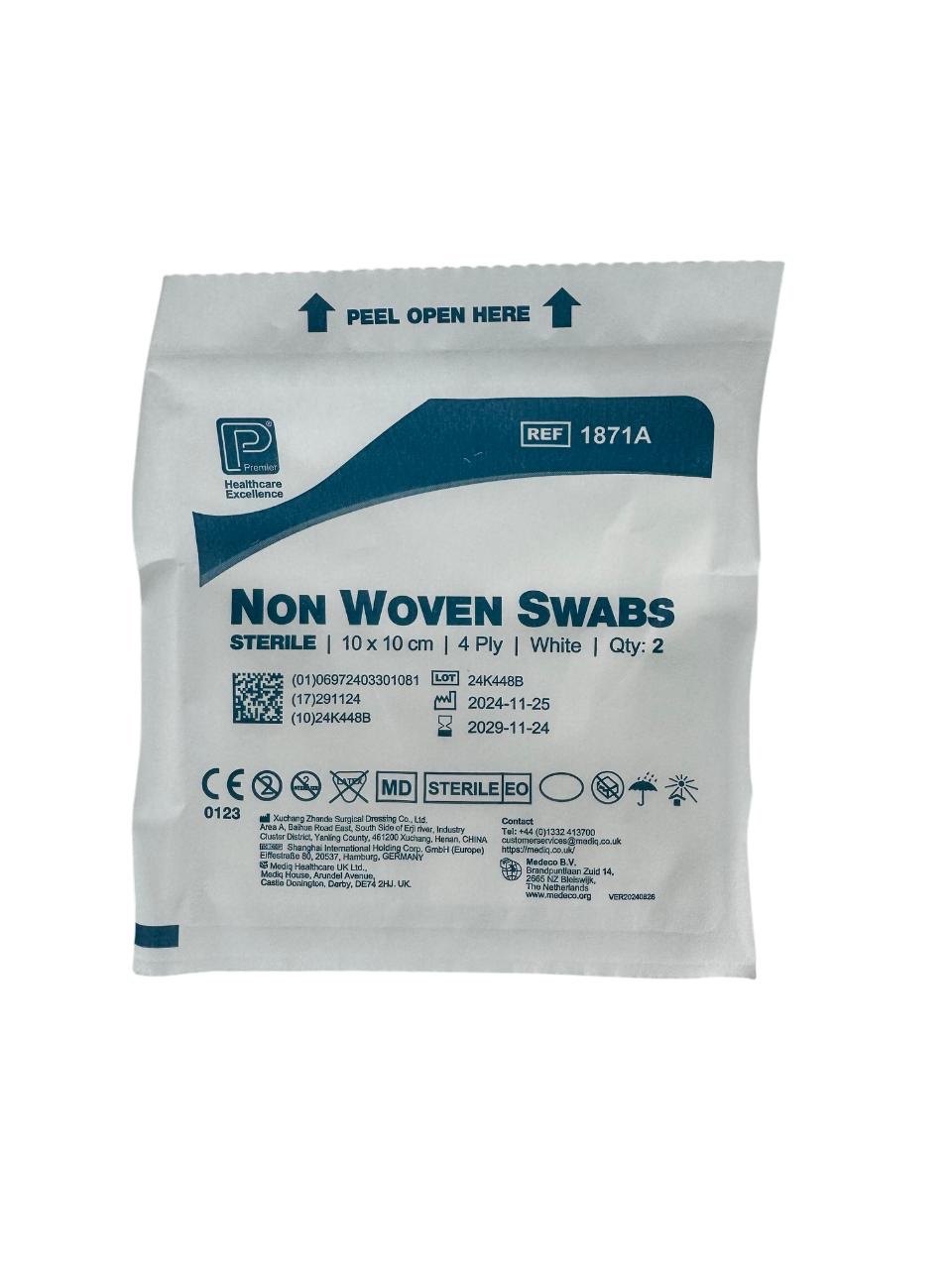 Sterile White Non Woven Swabs 10x10 4ply x2 (Pack of 200)