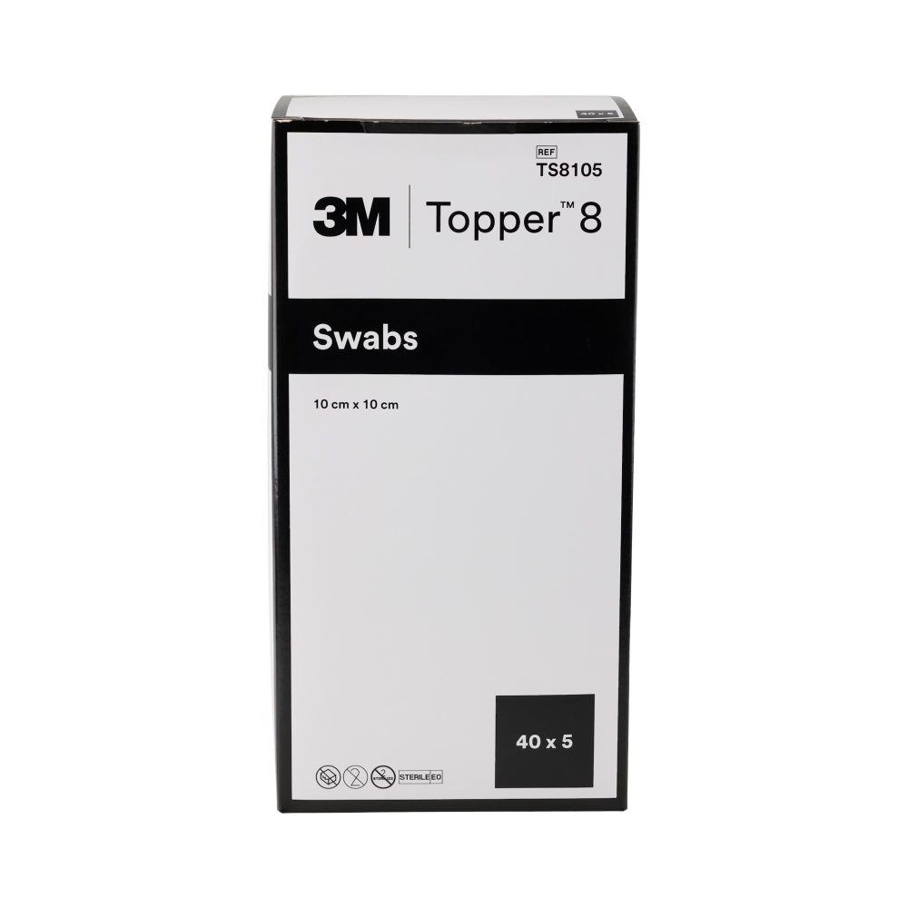 3M Topper 8 Sterile Non‑Woven 4 Ply Swabs 10 × 10 cm Box of 40