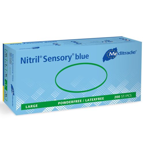 Meditrade Nitrile Sensory Blue Powder Free Gloves Box of 200