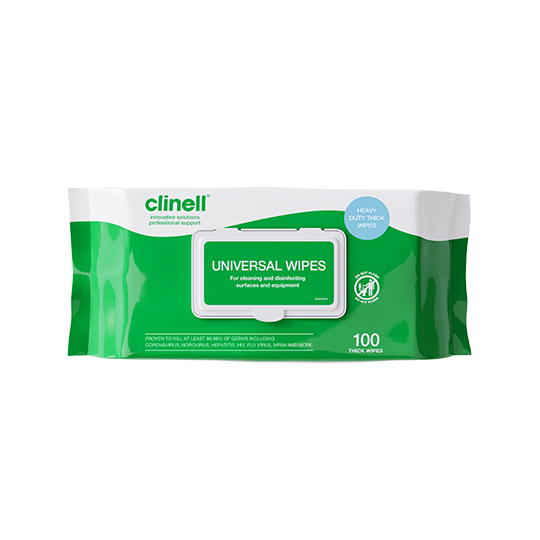 Clinell Universal Thick Sanitising Wipes (Pack of 100)