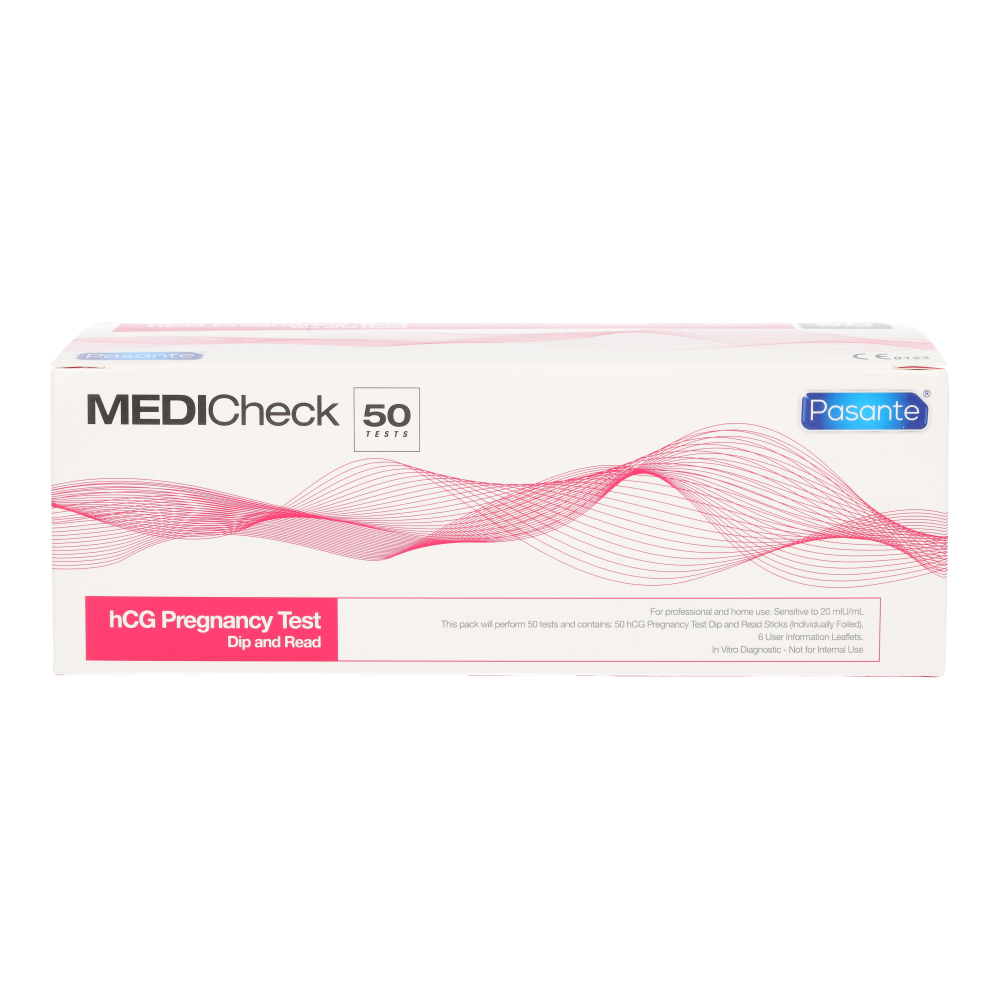 MEDIcheck hCG Pregnancy Test Strips Dip and Read (Box of 50)