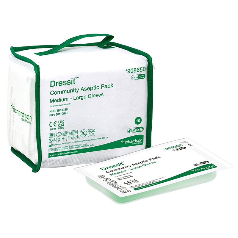 Richardson Dressit Sterile Dressing Pack M/L Gloves (Pack of 10)