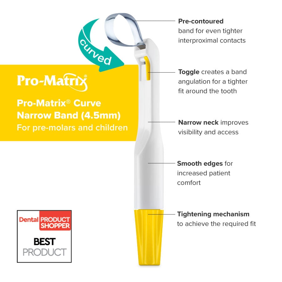 Pro-Matrix Curve Single Use Matrix Bands Narrow Yellow 4.5mm (Box of 50)
