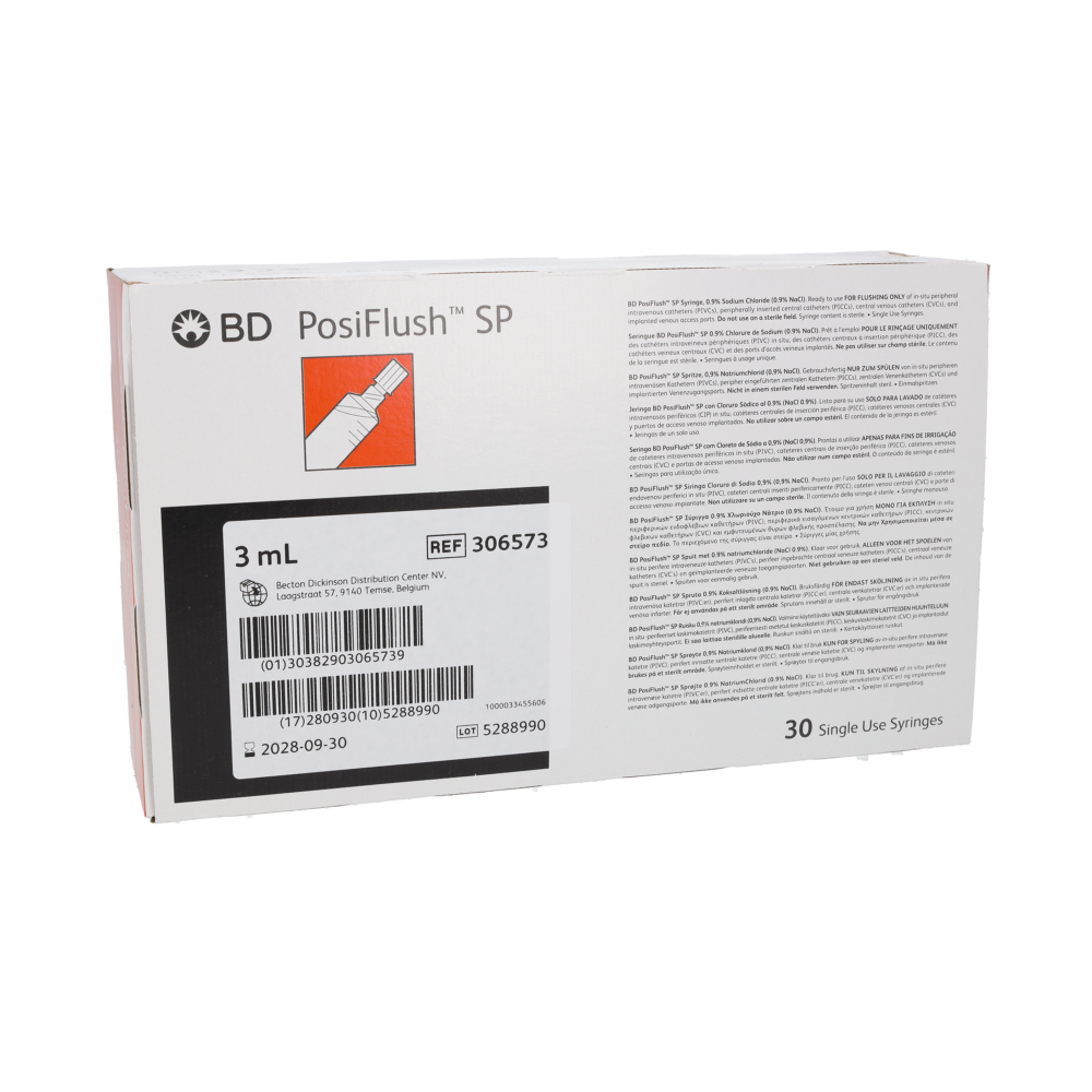 BD PosiFlush SP Pre-Filled Saline Syringe 3ml (Pack of 30)