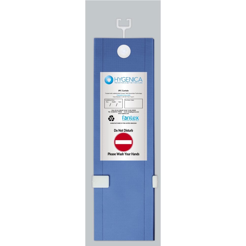 Fantex Disposable Antimicrobial Hospital Curtain Medical Blue C-Fit 7.5m x 2m