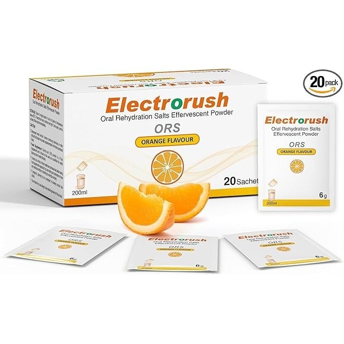 Electrorush ORS Rehydration Sachets Orange (Pack of 20)