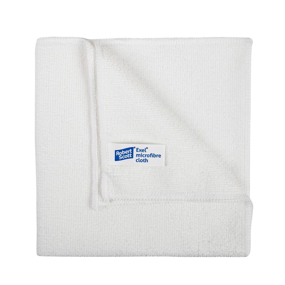 Exel Microfibre Cloth White 40cm x 40cm (Pack of 10)