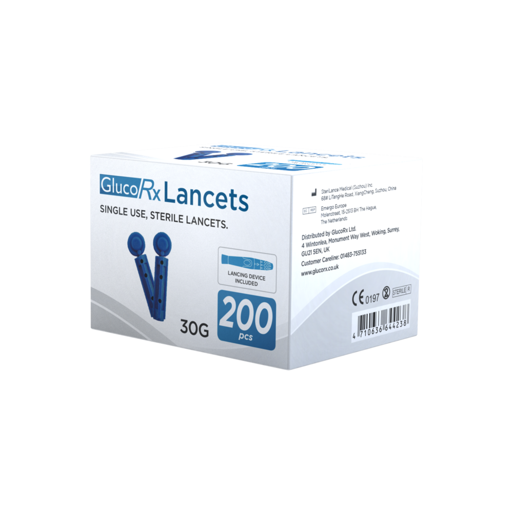 GlucoRx Lancets 30G with Lancing Device (Pack of 200)