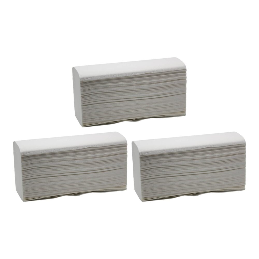 Quattro White Z-fold Hand Towels 2 Ply (Pack of 3 Sleeves, 450 Sheets)