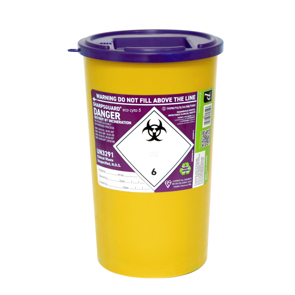 SHARPSGUARD eco cyto 5L Sharps Bin Purple Lid x 1