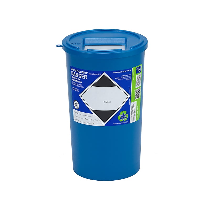 SHARPSGUARD eco pharmi 5L Pharmaceutical Waste Container Blue Lid x 1