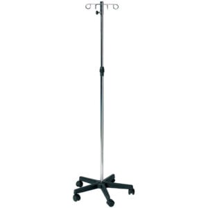 Sunflower Chromed Steel IV Stand with Plastic Base and 4 Hooks