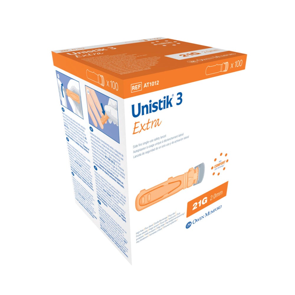 Unistik 3 Extra Safety Lancet 21G x 2.0mm (Box of 100)