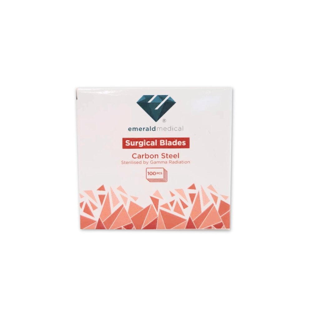 Emerald Medical carbon steel surgical blades carton, 100 pieces