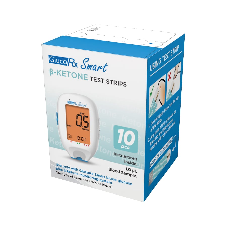 GlucoRx Smart Blood Ketone Test Strips (Pack of 10)